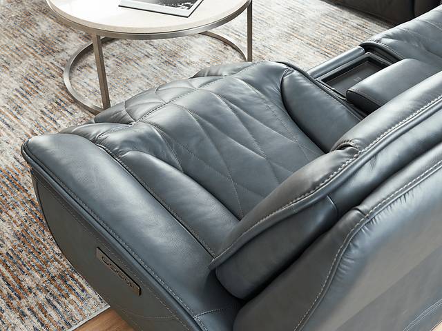 Dalton Blue Leather 9 Pc Triple Power Reclining Sectional Living Room - Thumbnail - Image 11