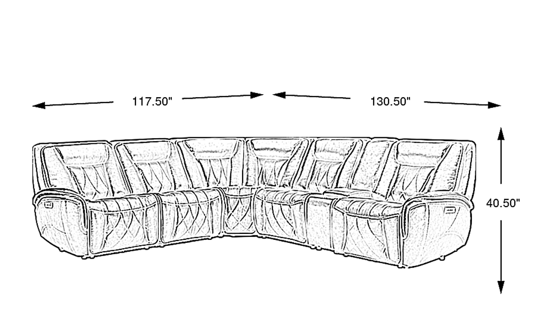 Dalton Leather 6 Pc Triple Power Reclining Sectional