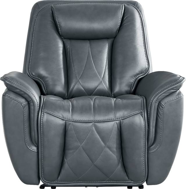 Dalton Blue Leather Triple Power Recliner - Thumbnail - Image 2