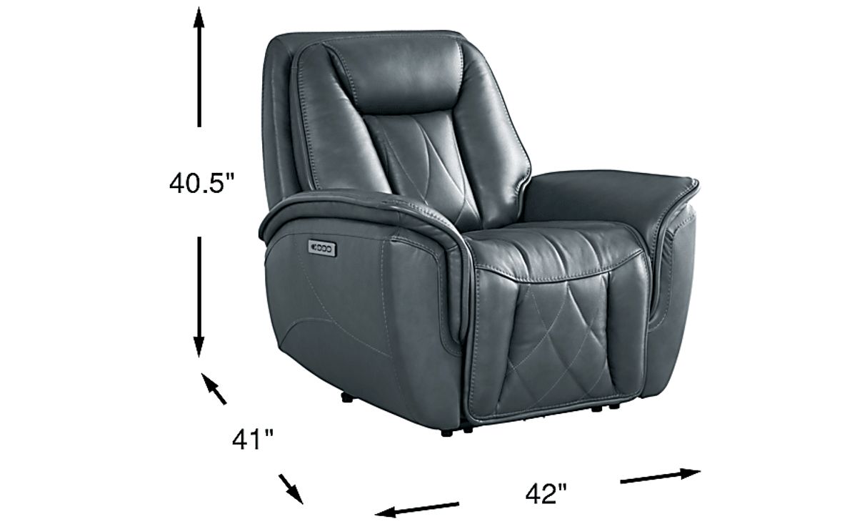 Dalton Blue Leather Triple Power Recliner | Rooms to Go
