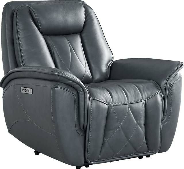 Dalton Blue Leather Triple Power Recliner - Thumbnail - Image 1