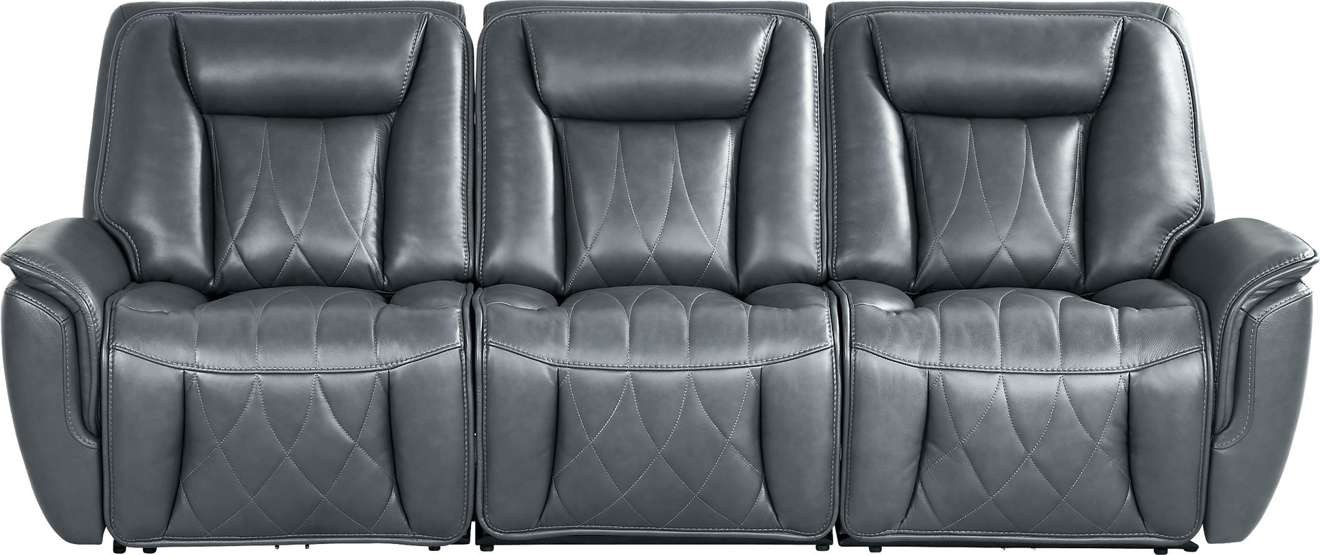 Dalton Blue Leather Triple Power Reclining Sofa - Image 2