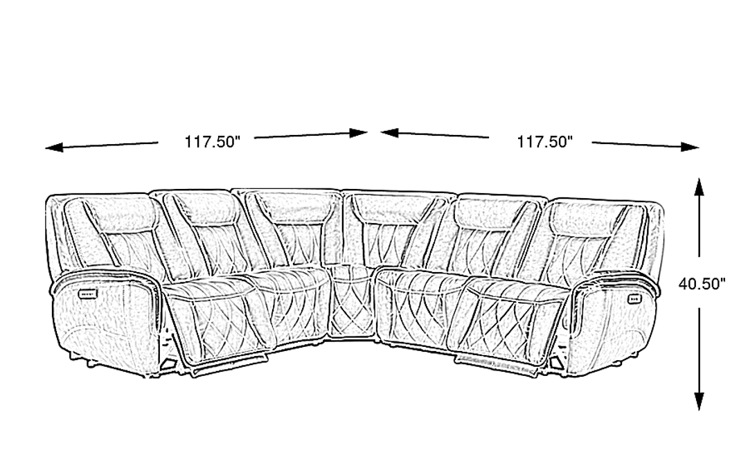 Dalton Leather 5 Pc Triple Power Reclining Sectional