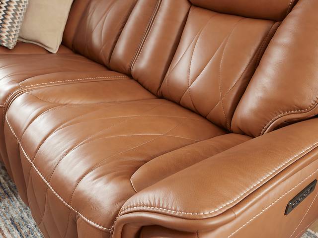 Dalton Brown Leather 9 Pc Triple Power Reclining Sectional Living Room - Thumbnail - Image 11