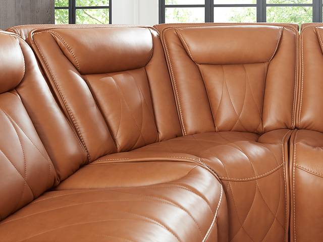Dalton Brown Leather 9 Pc Triple Power Reclining Sectional Living Room - Thumbnail - Image 5