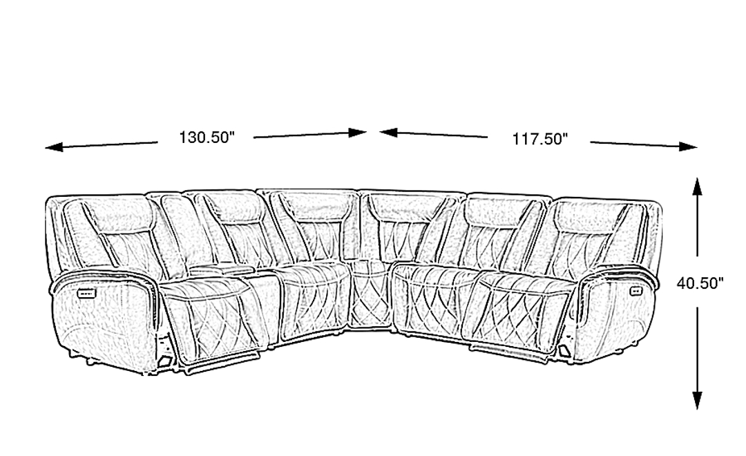 Dalton Leather 6 Pc Triple Power Reclining Sectional