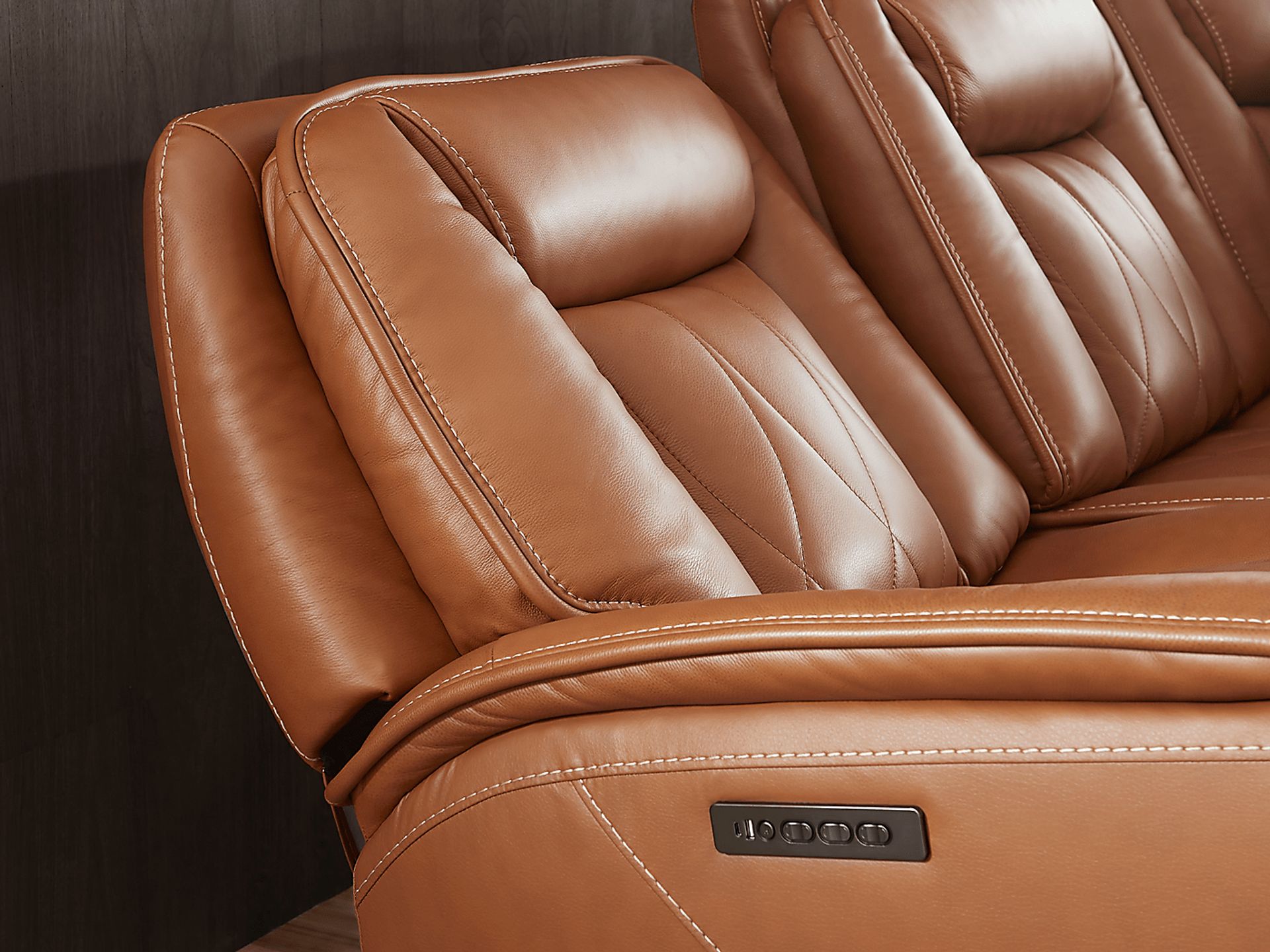Dalton Brown Leather 3 Pc Triple Power Reclining Sectional - Image 3