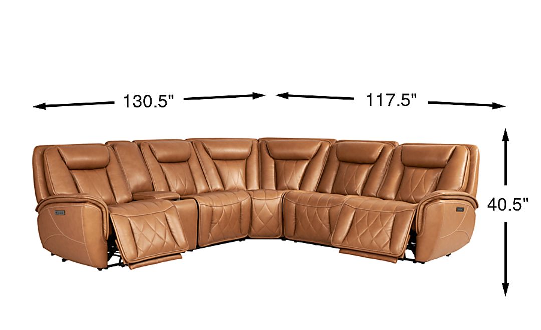 Dalton Leather 6 Pc Triple Power Reclining Sectional