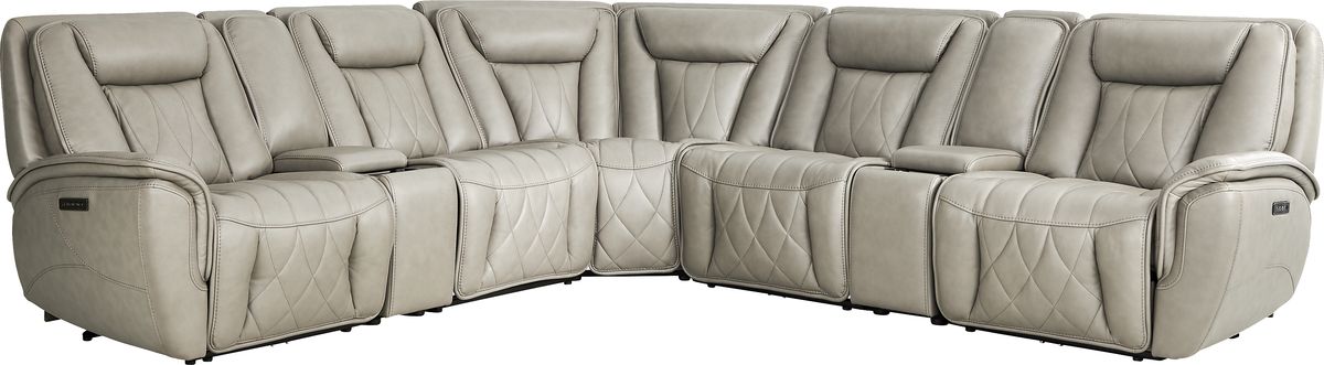 キートン❤️ Dalton Gray Leather 7 Pc Triple Power Reclining Sectional | Rooms