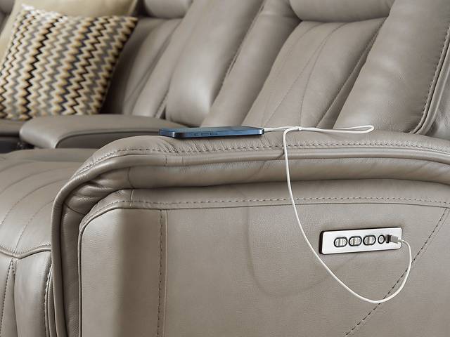Dalton Gray Leather 10 Pc Triple Power Reclining Sectional Living Room - Thumbnail - Image 5
