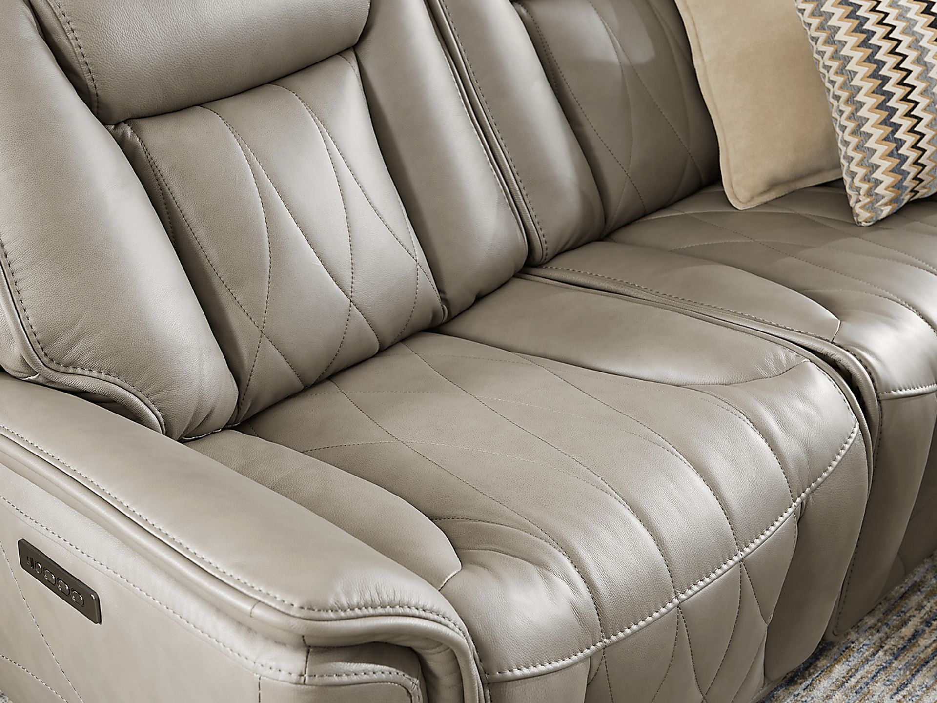 Dalton Gray Leather 8 Pc Triple Power Reclining Sectional Living Room - Image 5