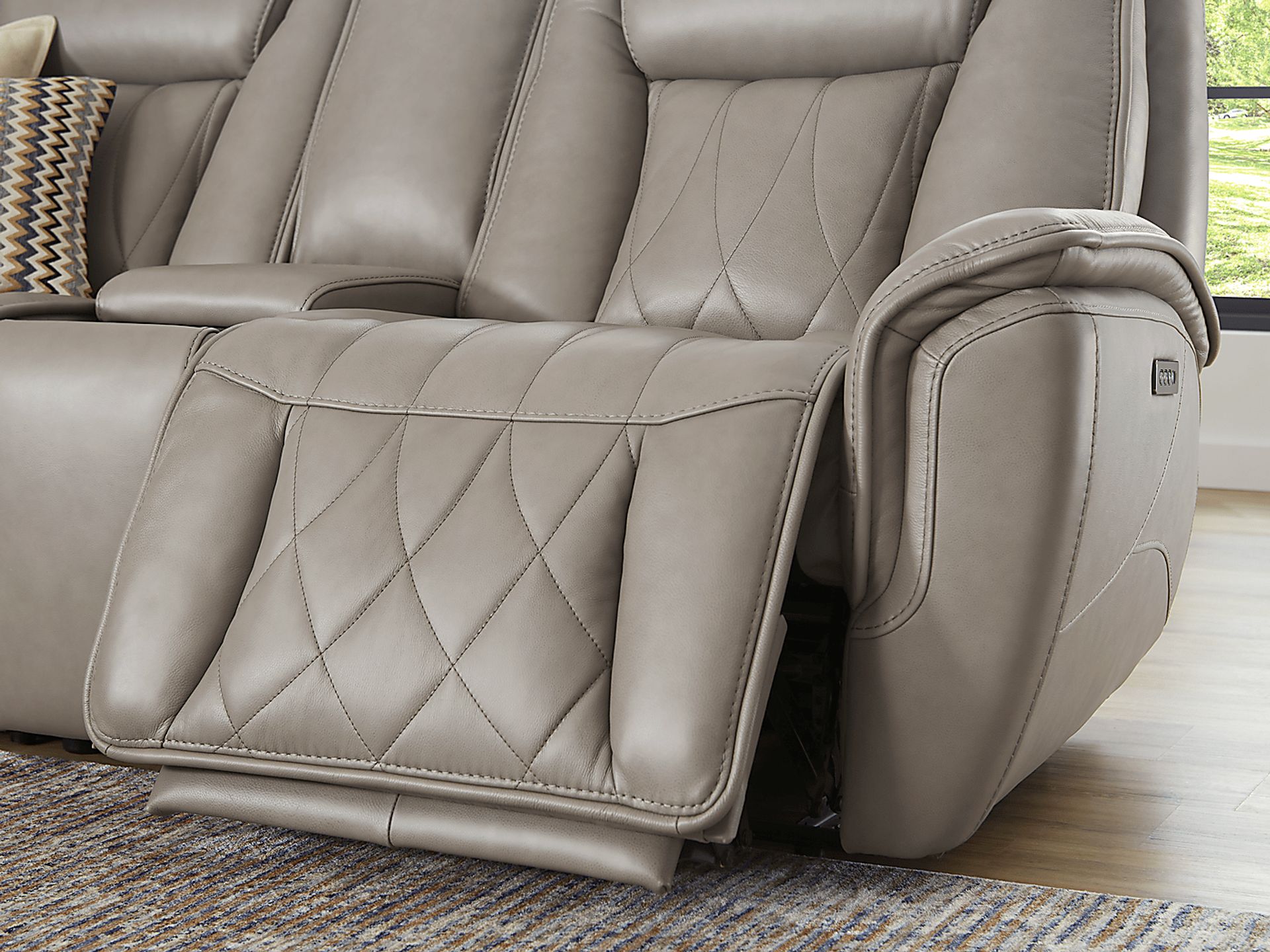 Dalton Gray Leather 8 Pc Triple Power Reclining Sectional Living Room - Image 2