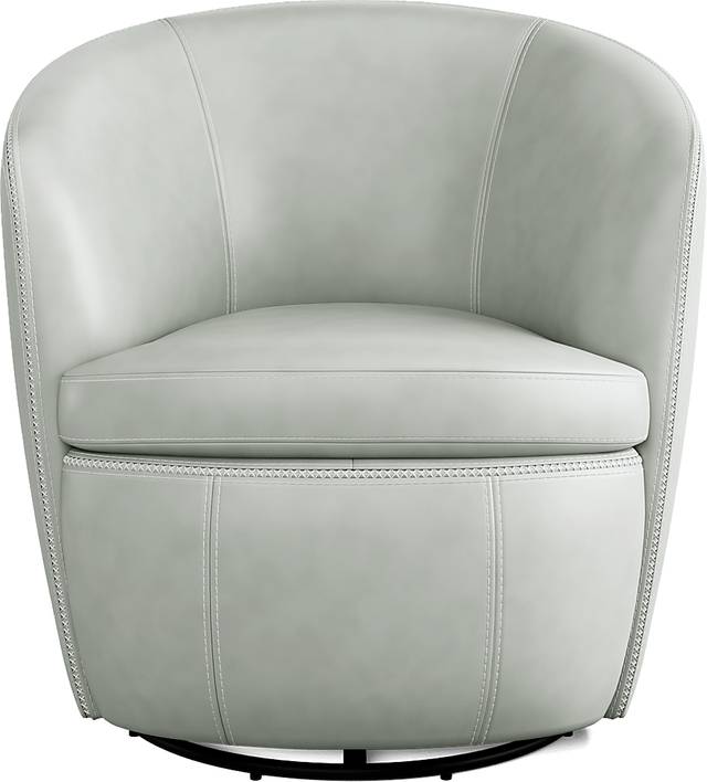 Damascus Aqua Leather Swivel Chair - Thumbnail - Image 2