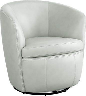 Damascus Aqua Leather Swivel Chair
