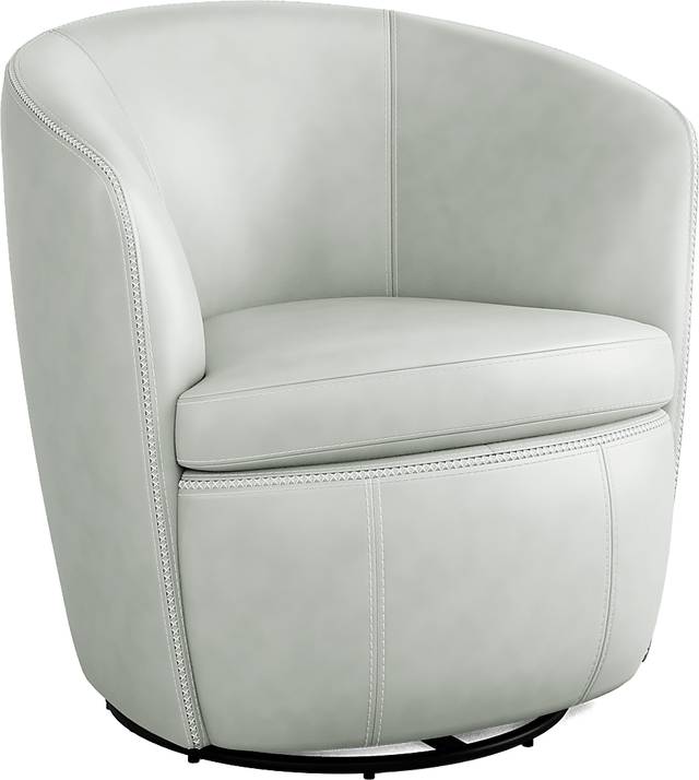 Damascus Aqua Leather Swivel Chair - Thumbnail - Image 1