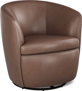 Damascus Brown Leather Swivel Chair