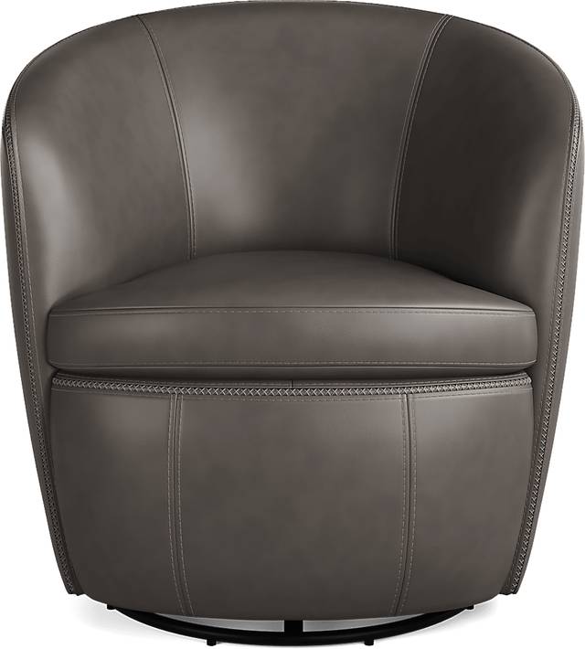 Damascus Gray Leather Swivel Chair - Thumbnail - Image 2
