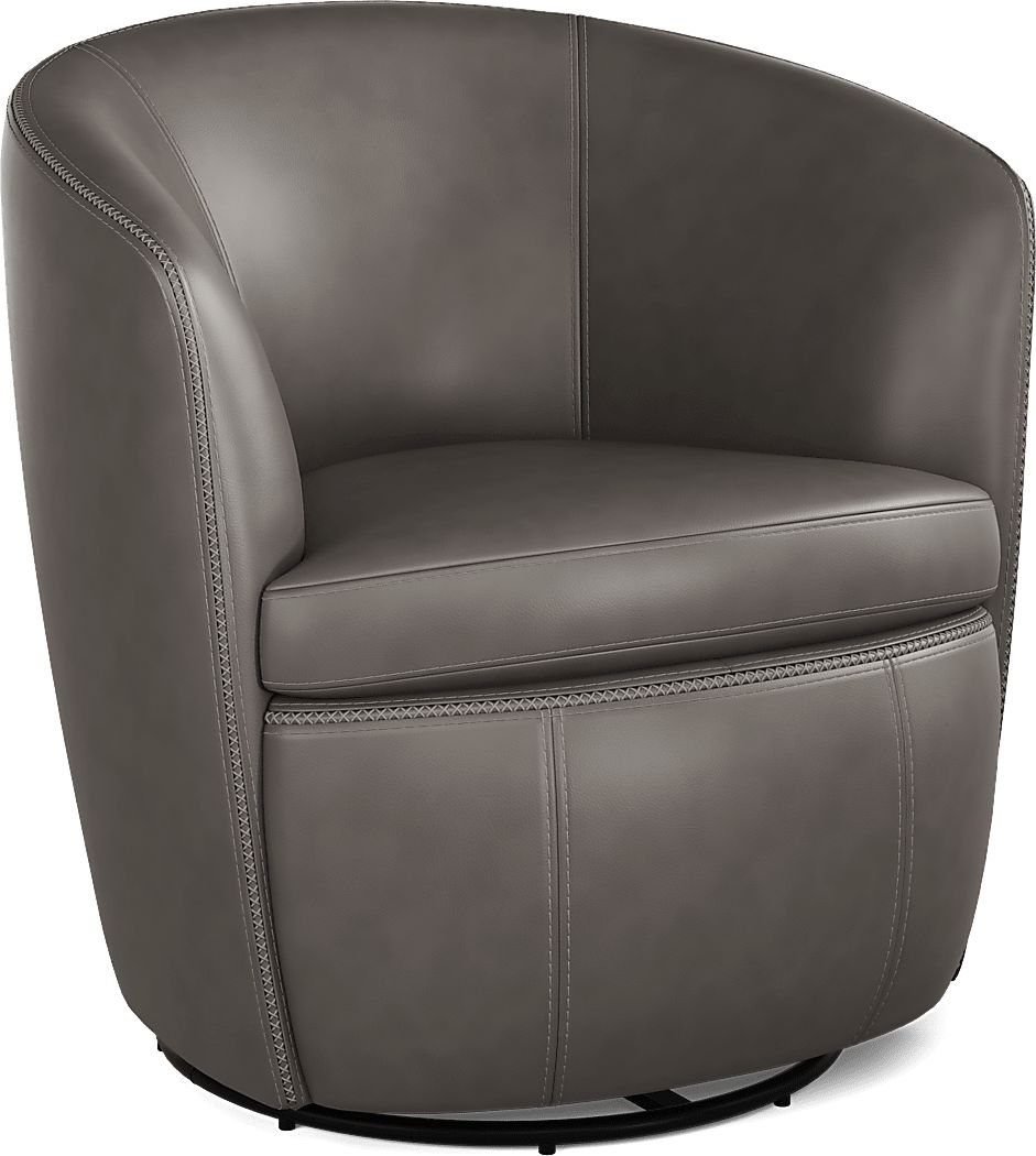 Damascus Gray Leather Swivel Chair