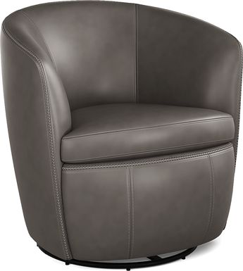 Damascus Gray Leather Swivel Chair