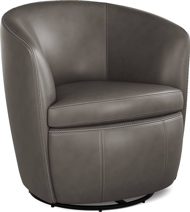 Damascus Gray Leather Swivel Chair - Thumbnail - Image 1