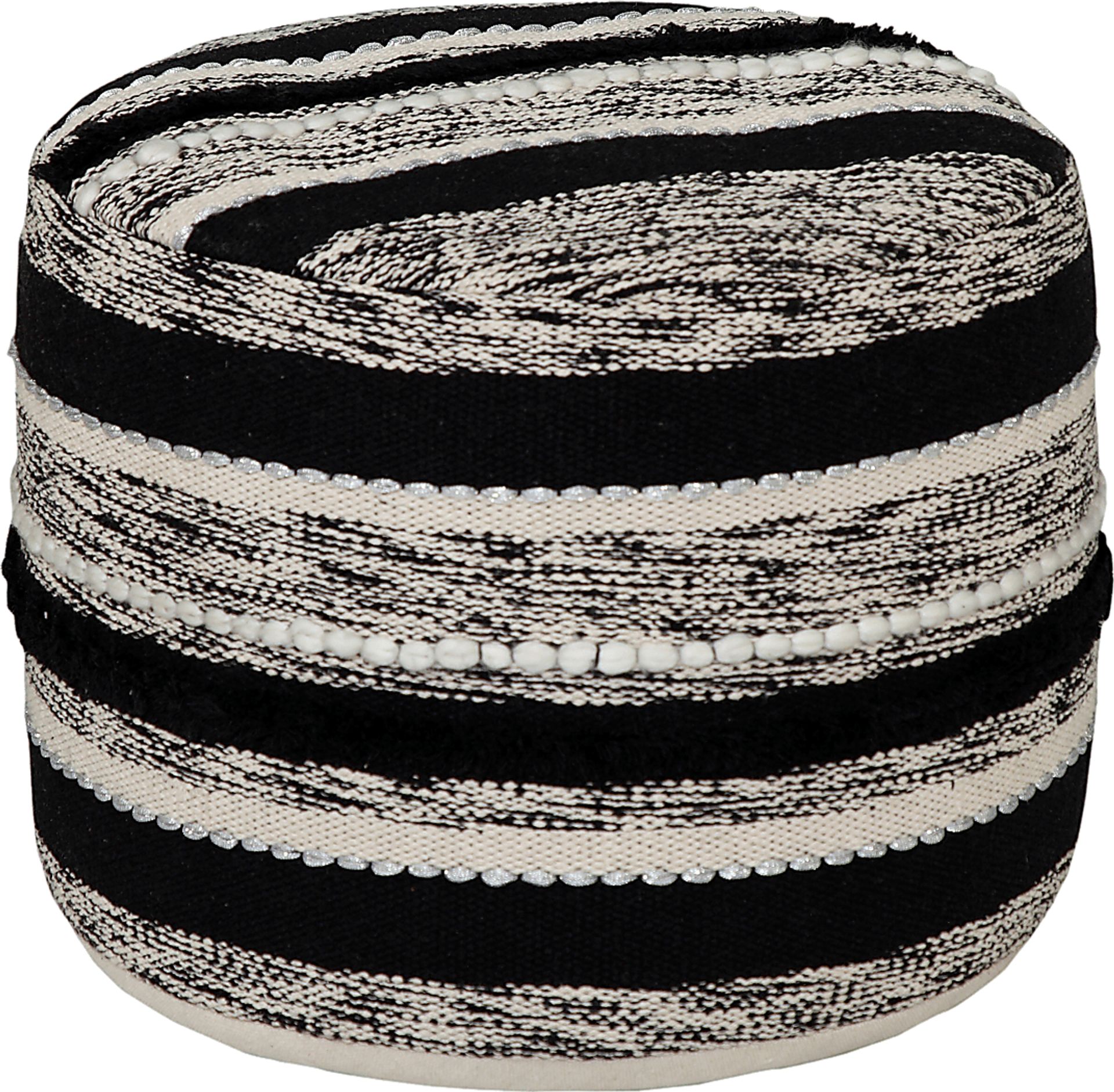 Damoe Black/Natural Pouf - Image 1