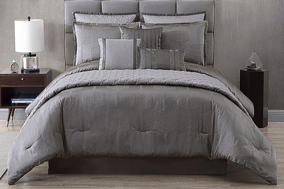Damuth Gray 10 Pc Queen Comforter Set