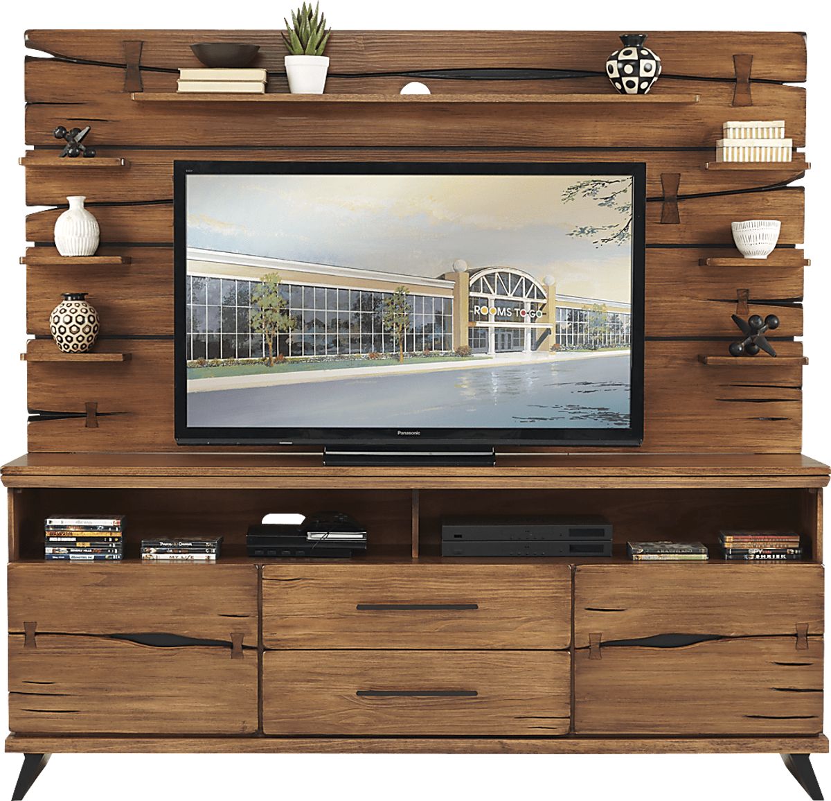 Dana Point Brown Dark Wood 2 Pc Wall Unit