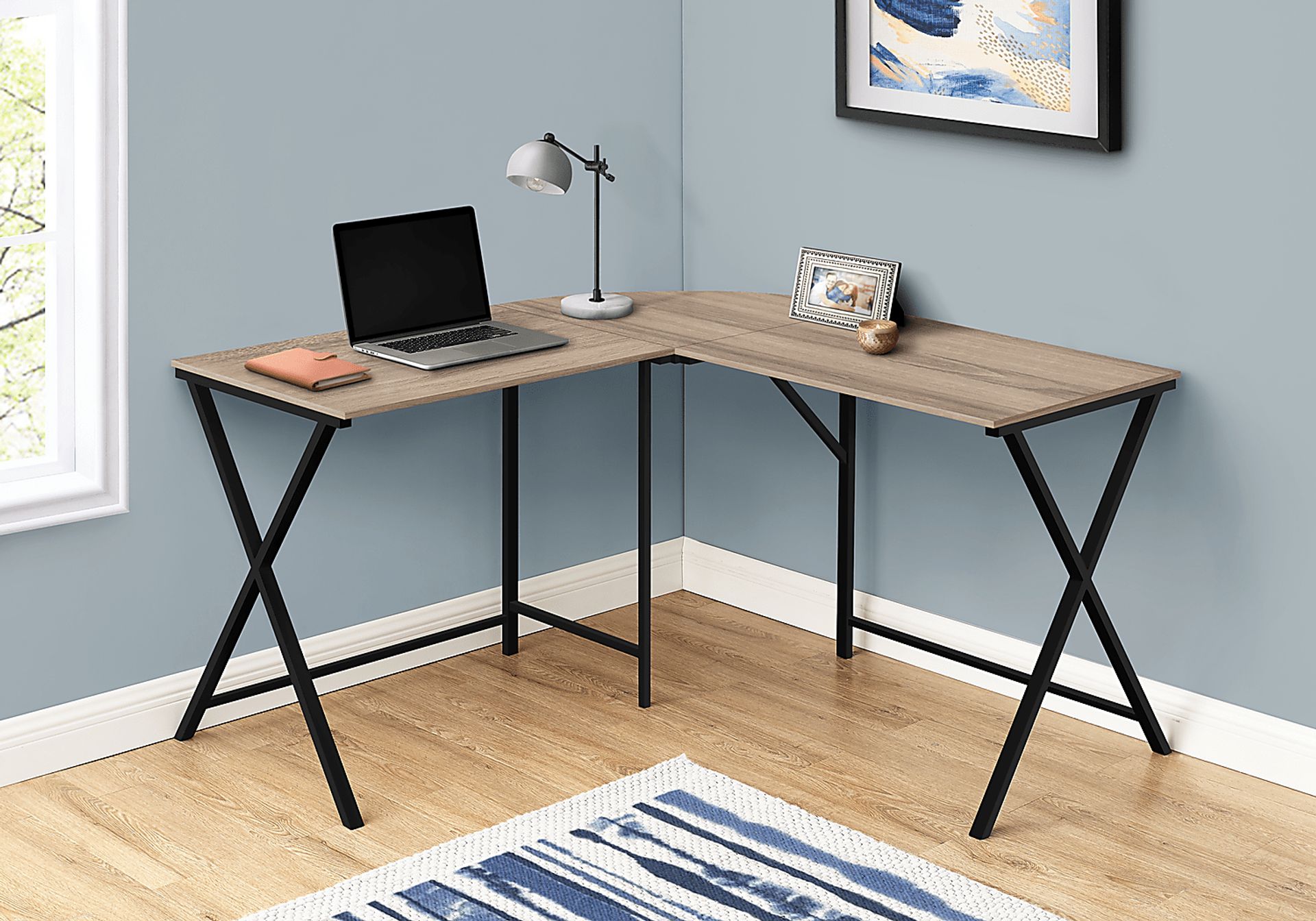 Danalyn Taupe L-Shaped Computer Desk - Image 3