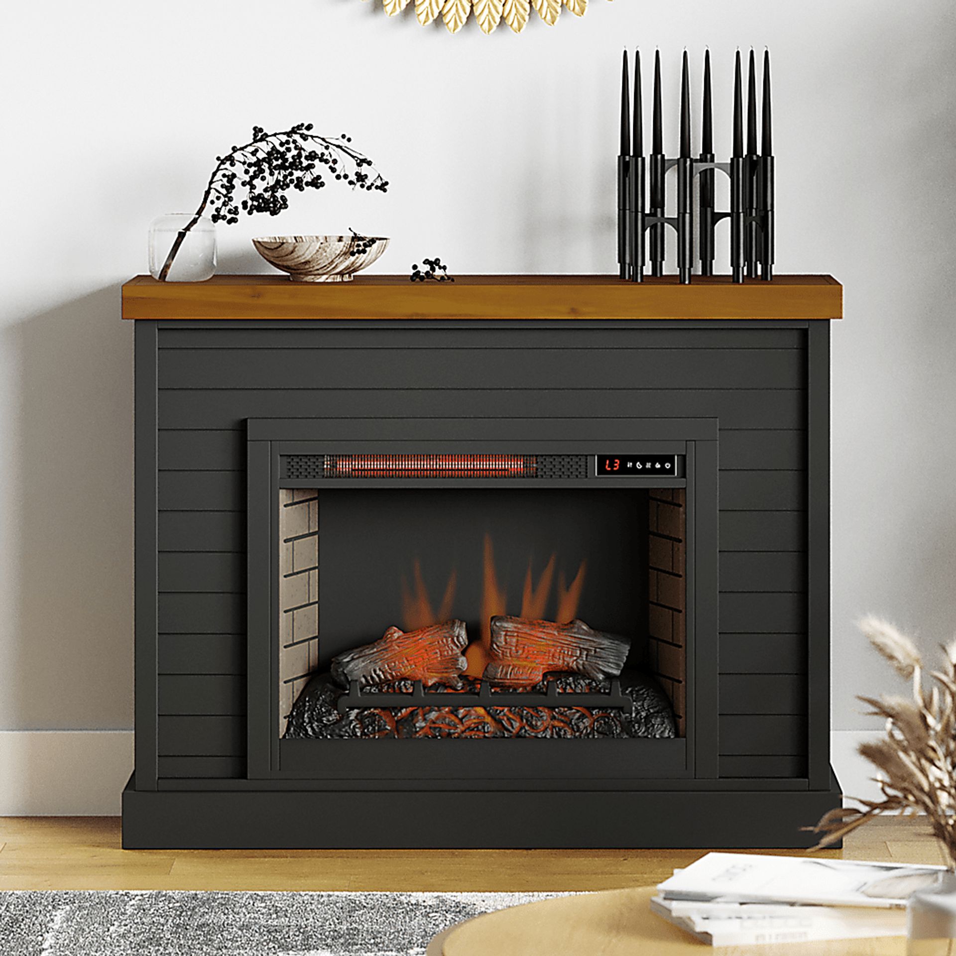 Trisano Black 48in. Console with Electric Fireplace - Image 2