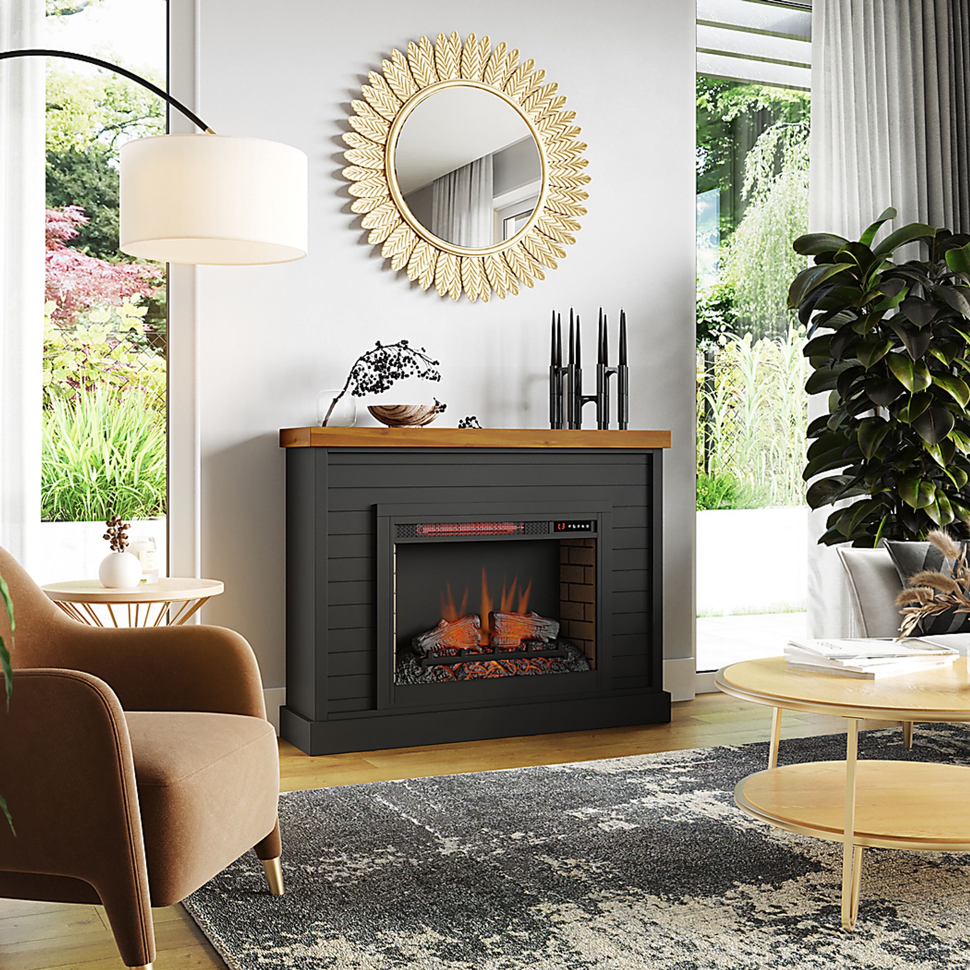 Trisano Black 48in. Console with Electric Fireplace - Image 7