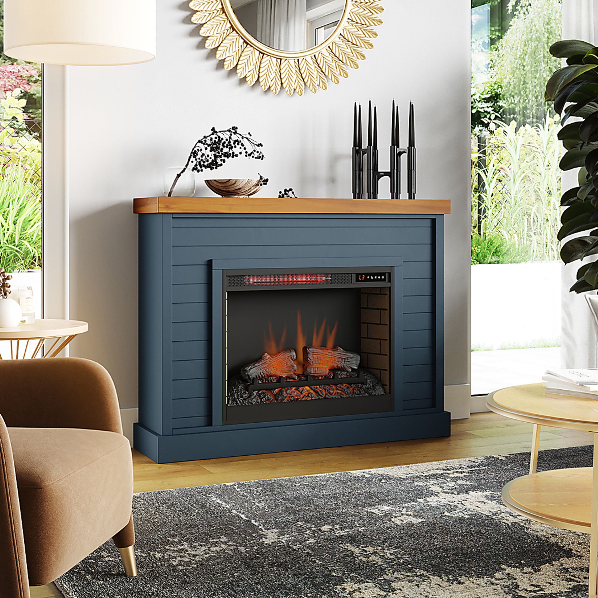 Trisano Blue 48in. Console with Electric Fireplace - Image 7