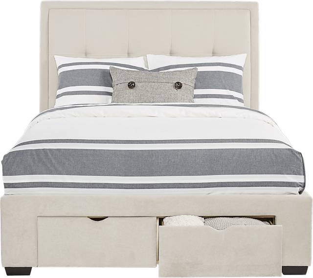 Daniella Beige 3 Pc King Upholstered Bed with 4 Drawer Storage - Thumbnail - Image 2