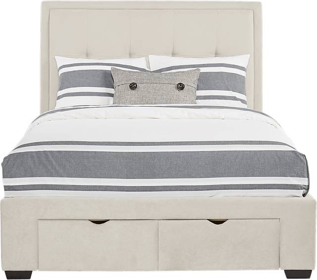 Daniella Beige 3 Pc King Upholstered Bed with 4 Drawer Storage - Thumbnail - Image 1