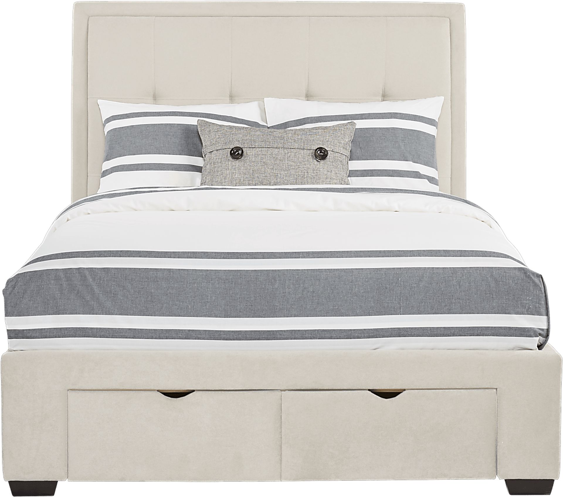 Daniella Beige 3 Pc King Upholstered Bed with 4 Drawer Storage - Image 1
