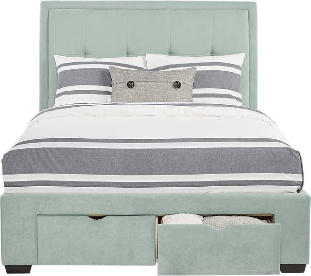 Daniella Seafoam 3 Pc Queen Upholstered Bed with 4 Drawer Storage - Thumbnail - Image 2