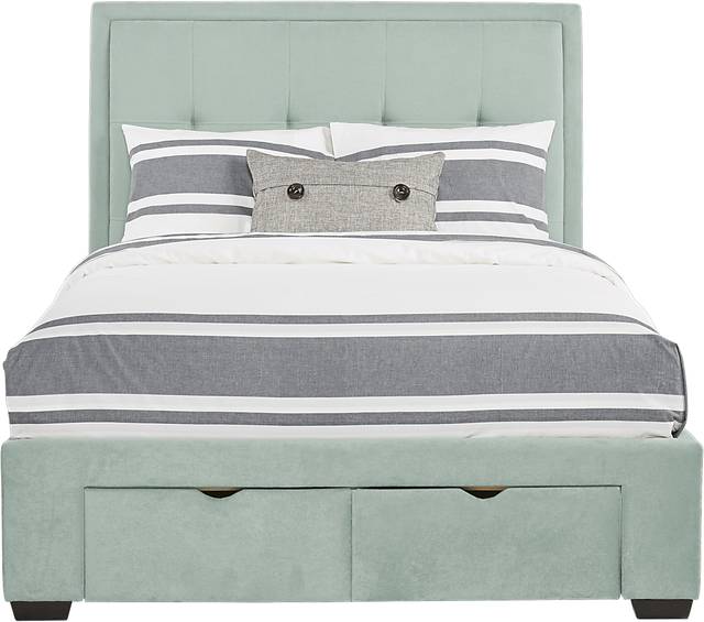 Daniella Seafoam 3 Pc Queen Upholstered Bed with 4 Drawer Storage - Thumbnail - Image 1