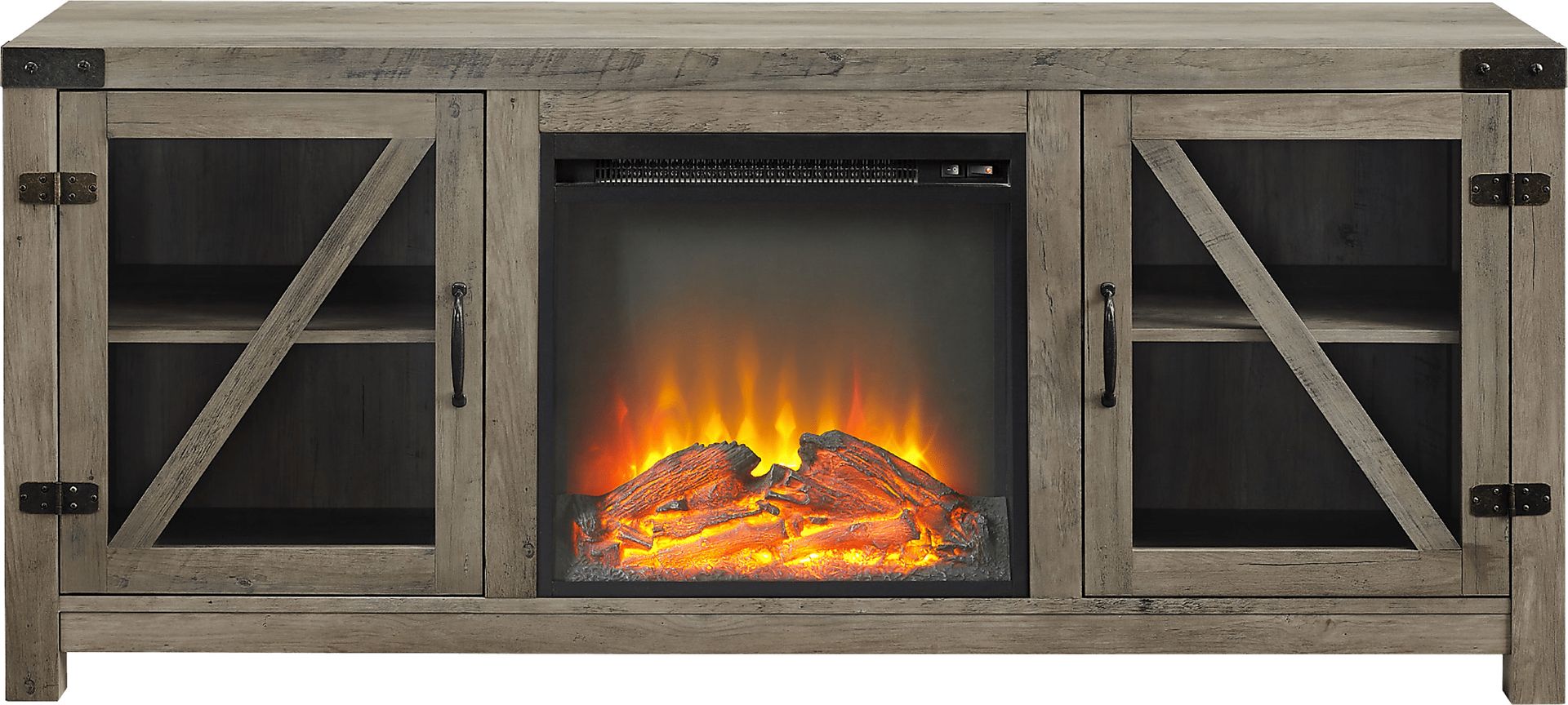Dannelly Gray 58 in. Console, With Electric Fireplace - Image 2