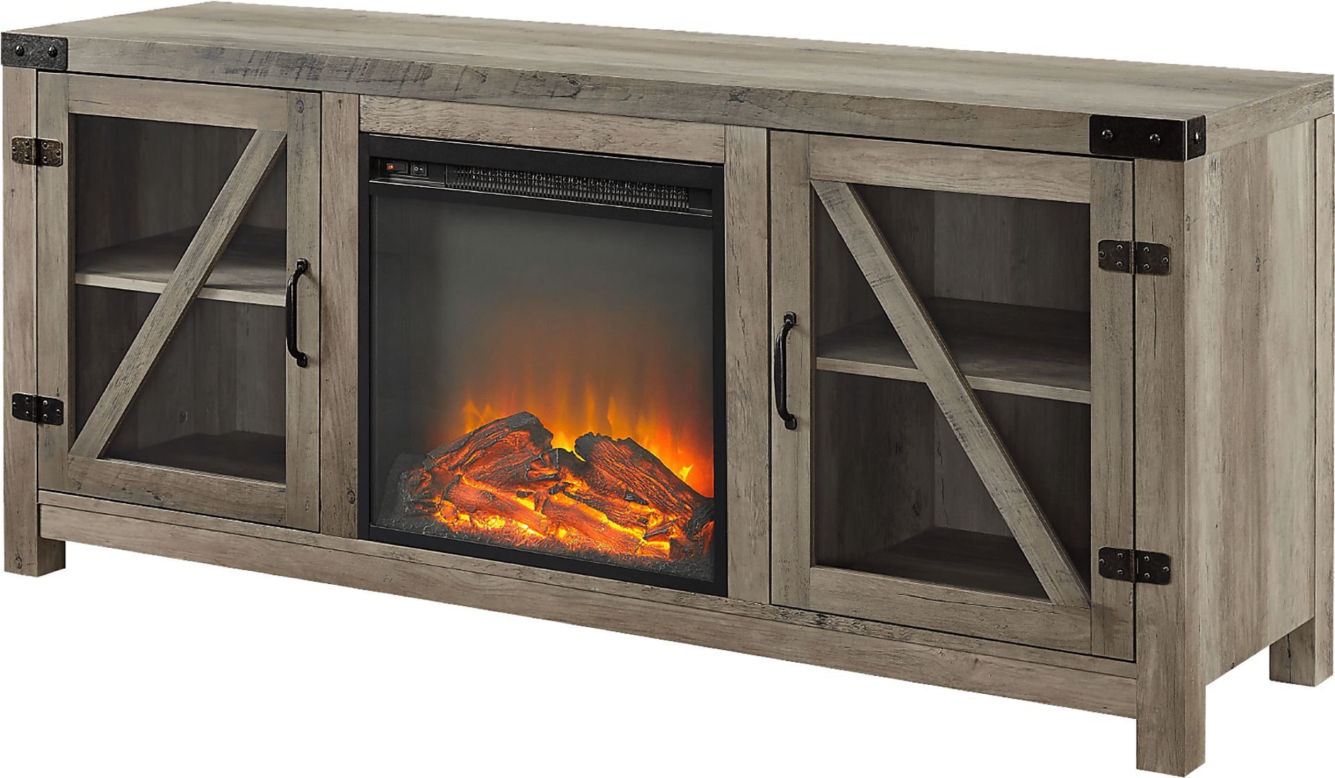 Dannelly Gray 58 in. Console, With Electric Fireplace - Image 1
