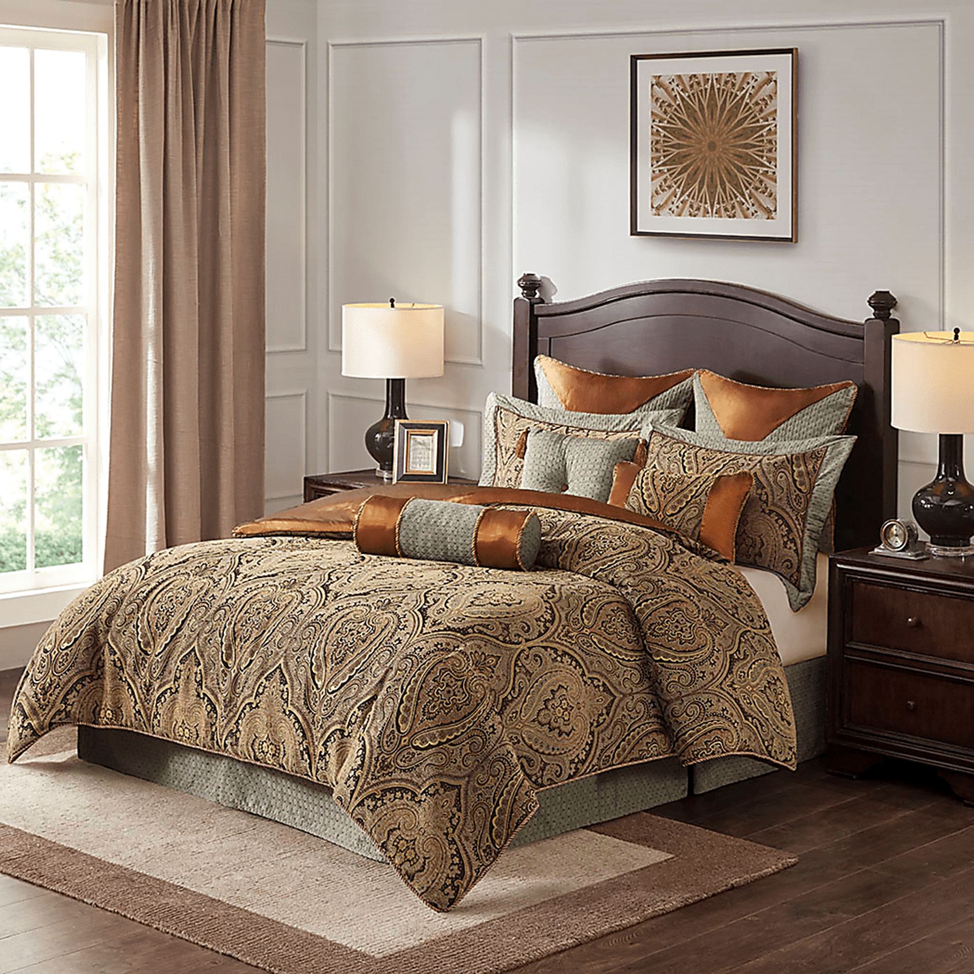 Danom, Brown 10pc King Comforter Set - Image 3