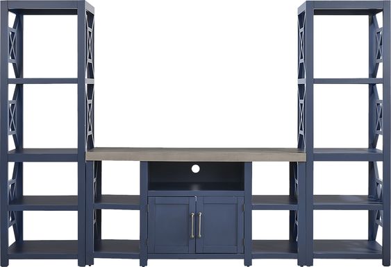 Danusa II Blue 3 Pc Wall Unit with 62 in. Console