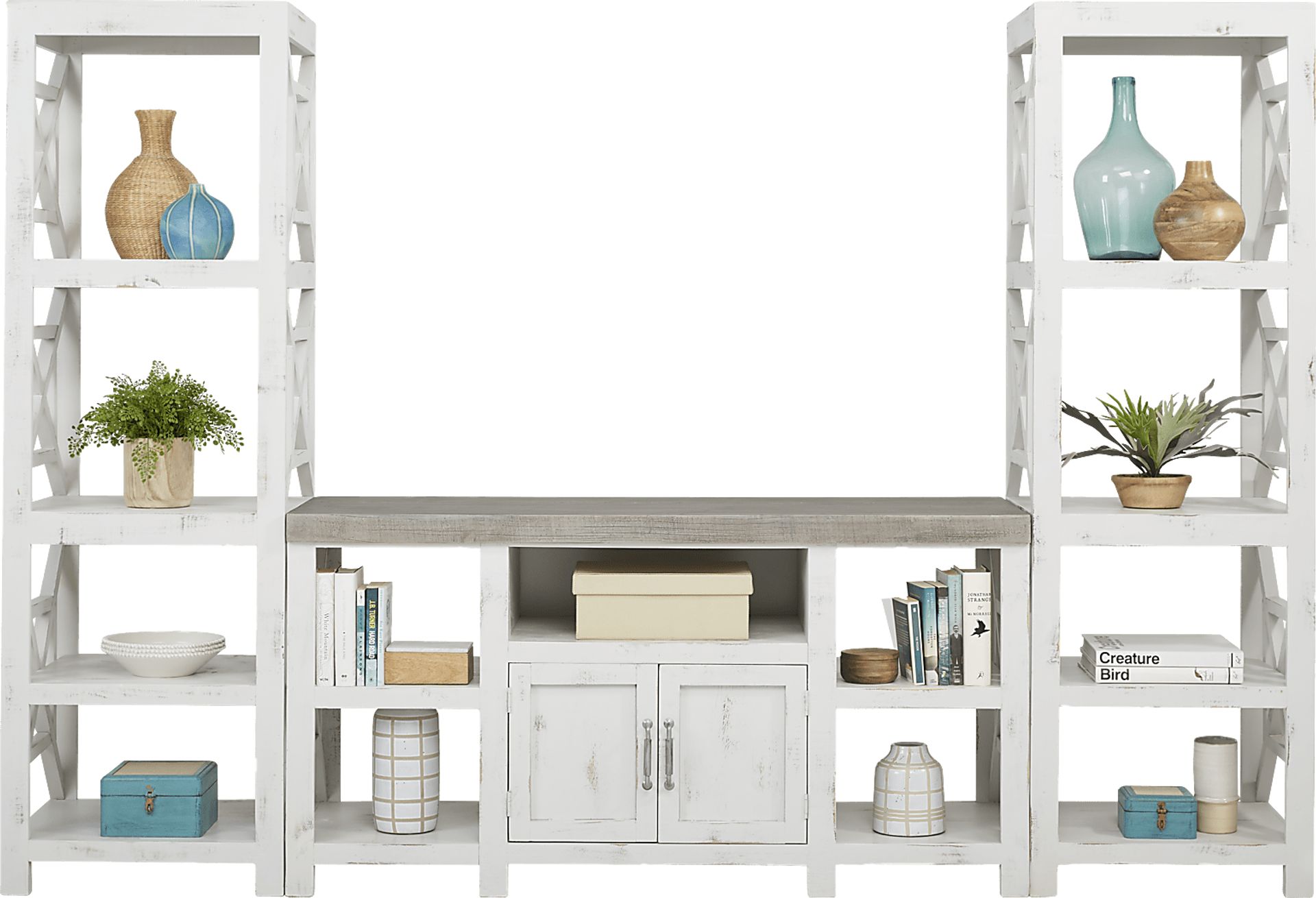 Danusa White 3 Pc Wall Unit with 62 in. Console - Image 2
