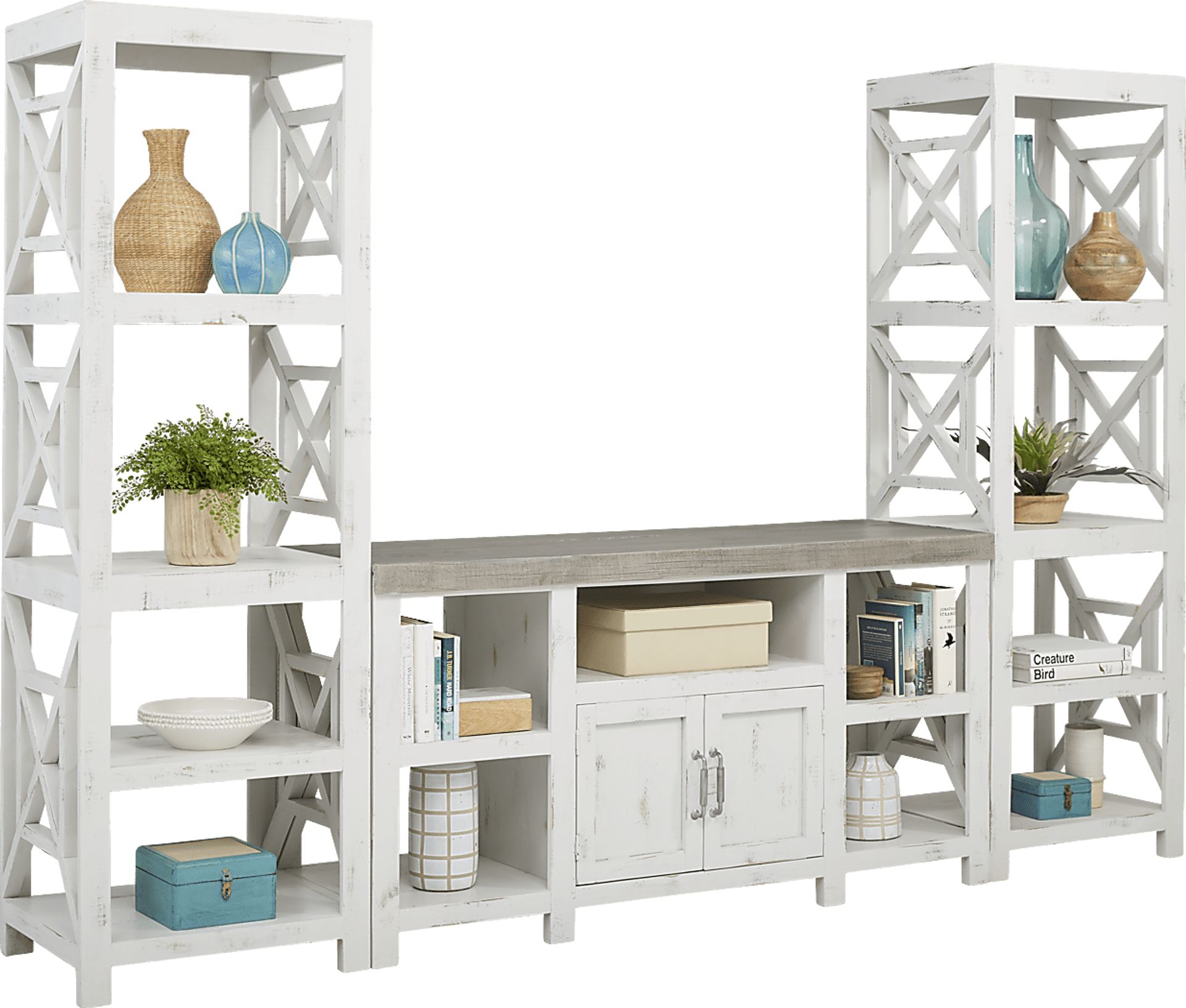 Danusa White 3 Pc Wall Unit with 62 in. Console - Image 1