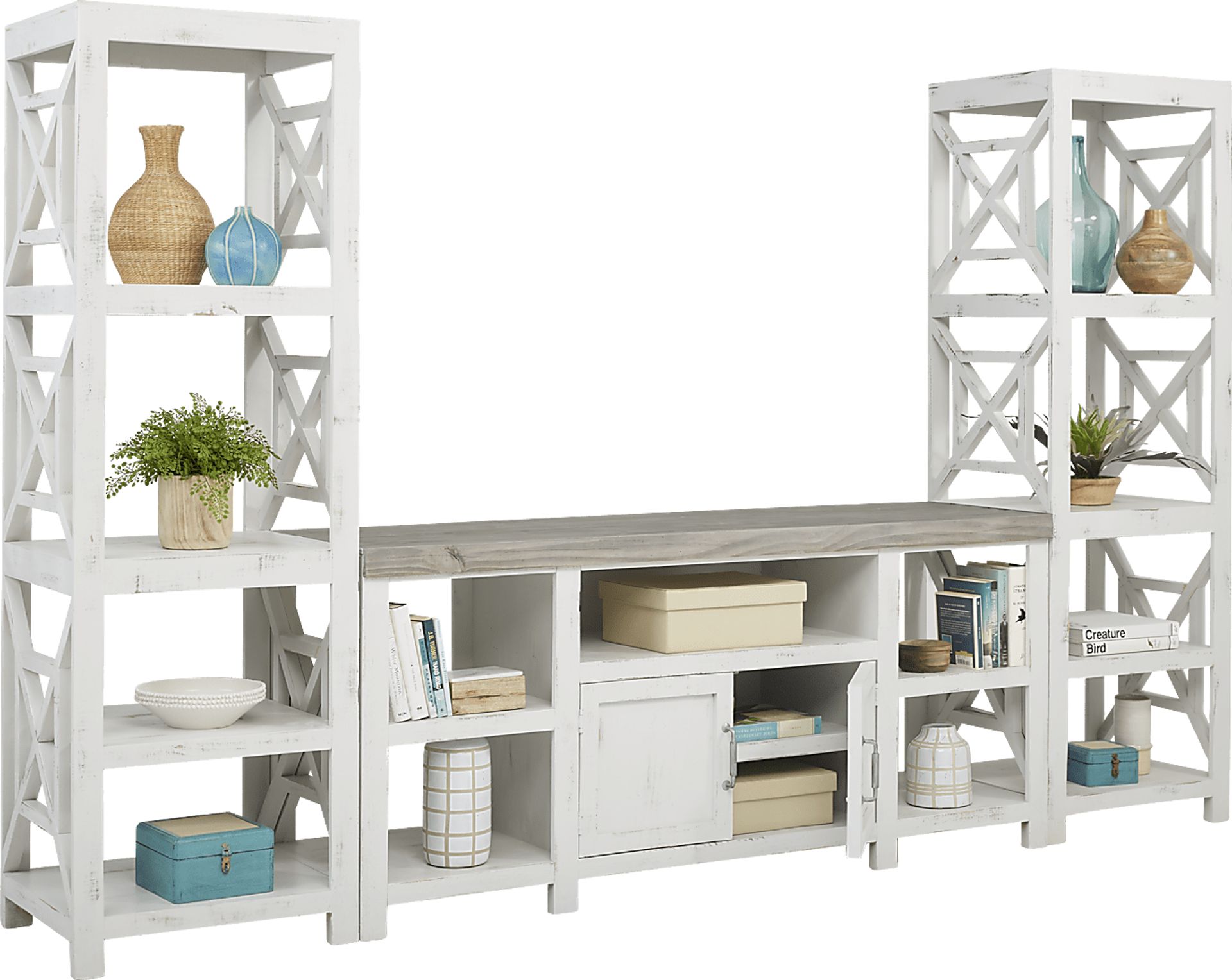 Danusa White 3 Pc Wall Unit with 72 in. Console - Image 3