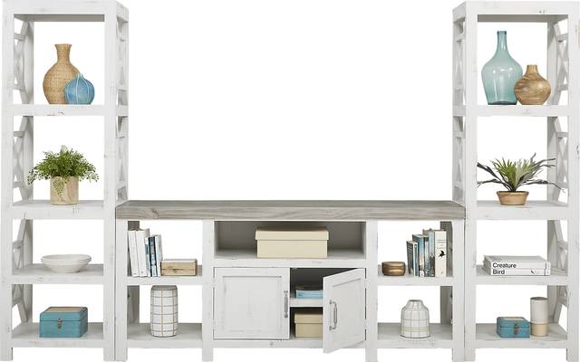 Danusa White 3 Pc Wall Unit with 72 in. Console - Thumbnail - Image 4