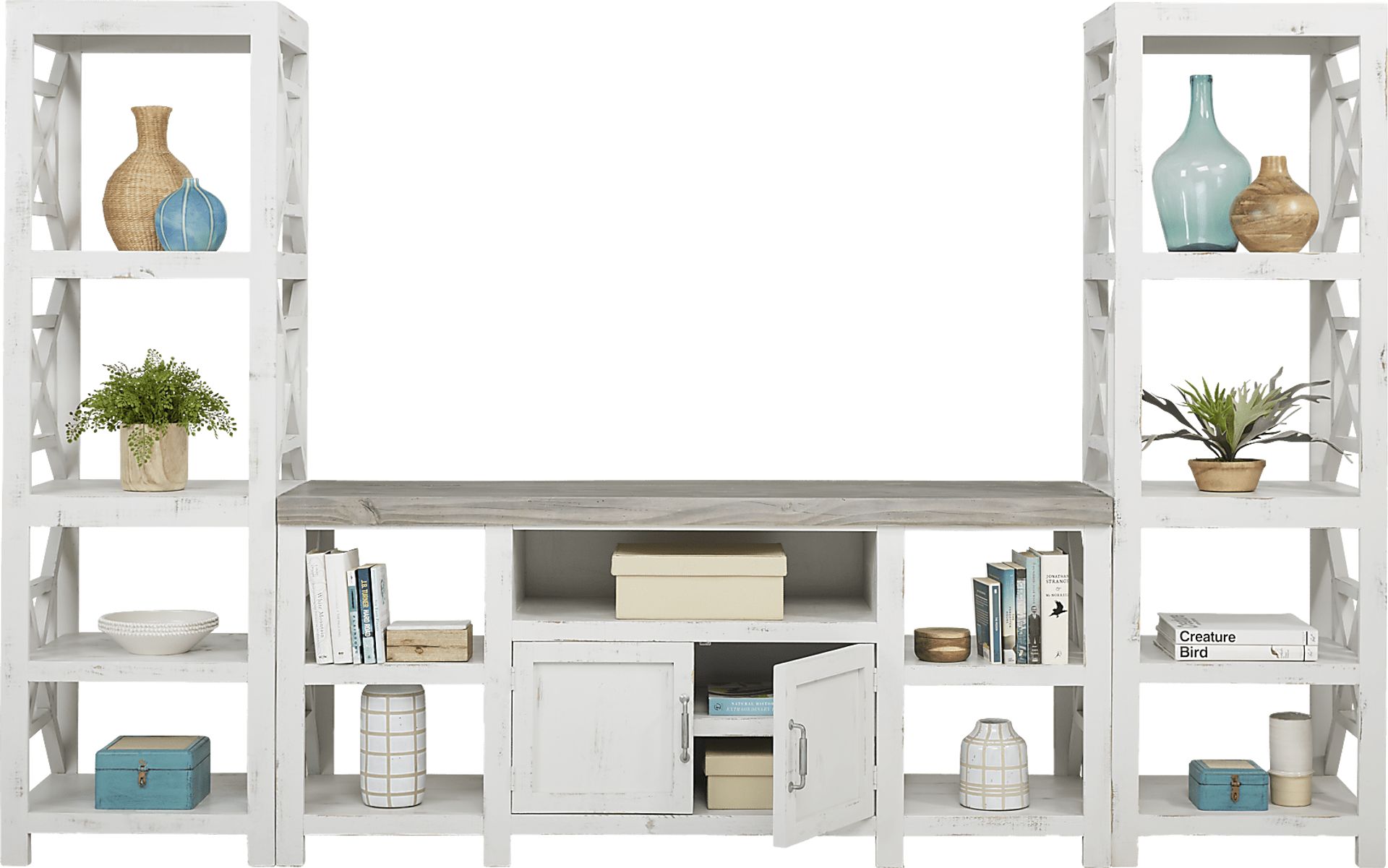 Danusa White 3 Pc Wall Unit with 72 in. Console - Image 4