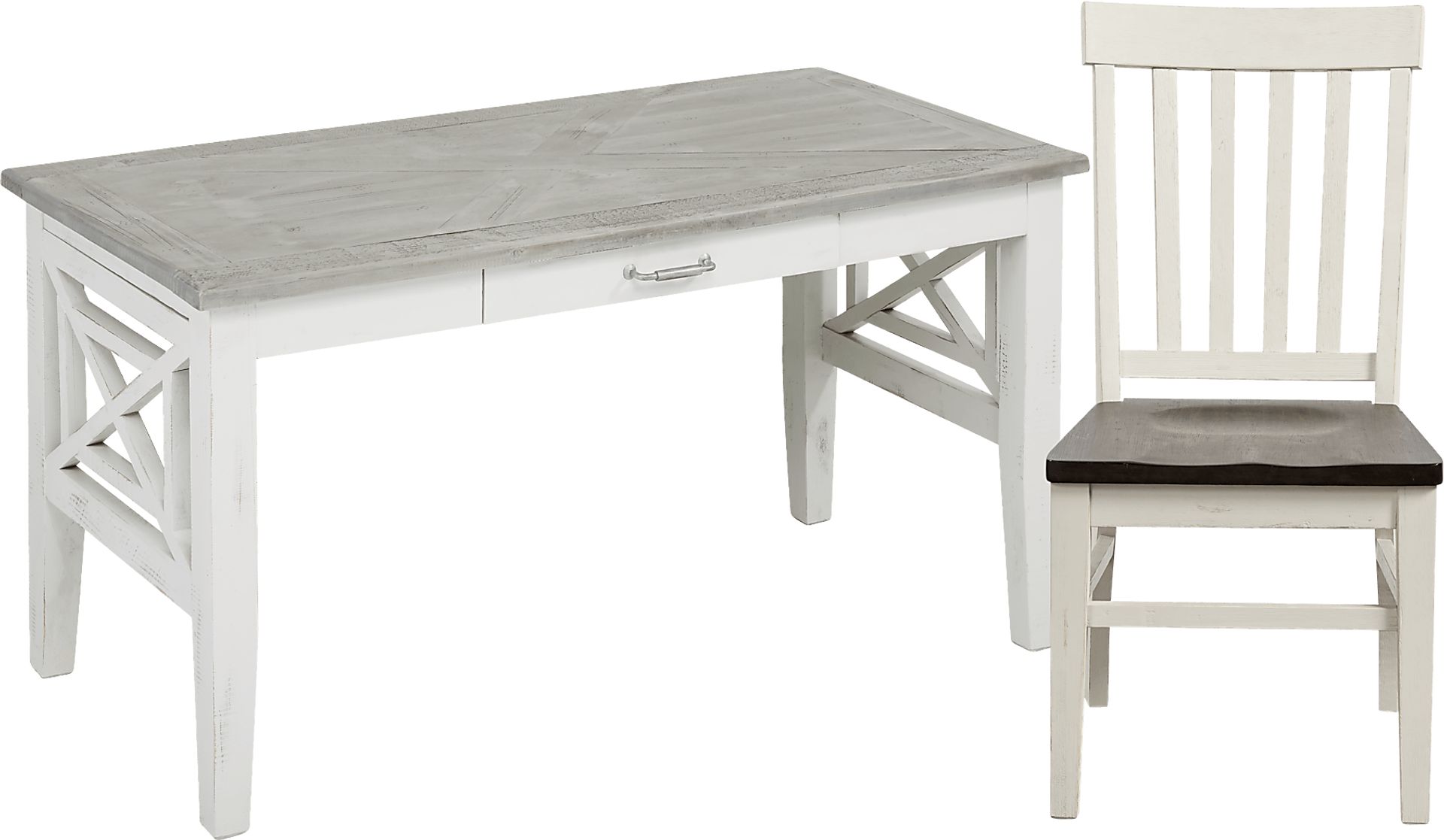 Danusa White Writing Desk with Chair - Image 1