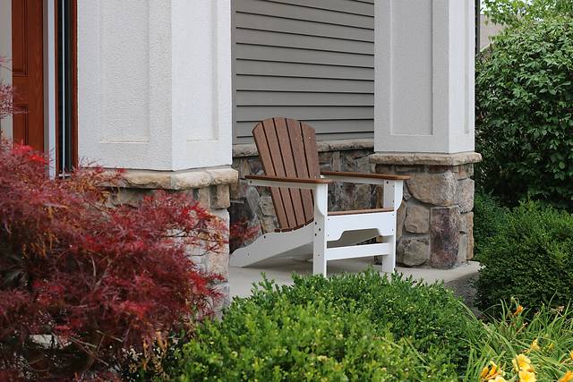 Danverton Natural White and Brown Outdoor Adirondack Chair - Thumbnail - Image 2
