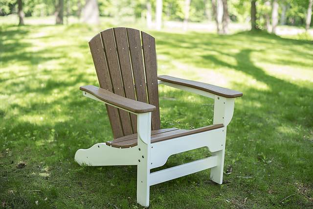 Danverton Natural White and Brown Outdoor Adirondack Chair - Thumbnail - Image 3