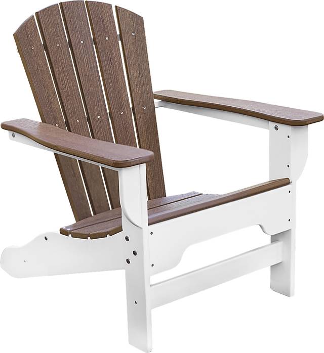 Danverton Natural White and Brown Outdoor Adirondack Chair - Thumbnail - Image 1
