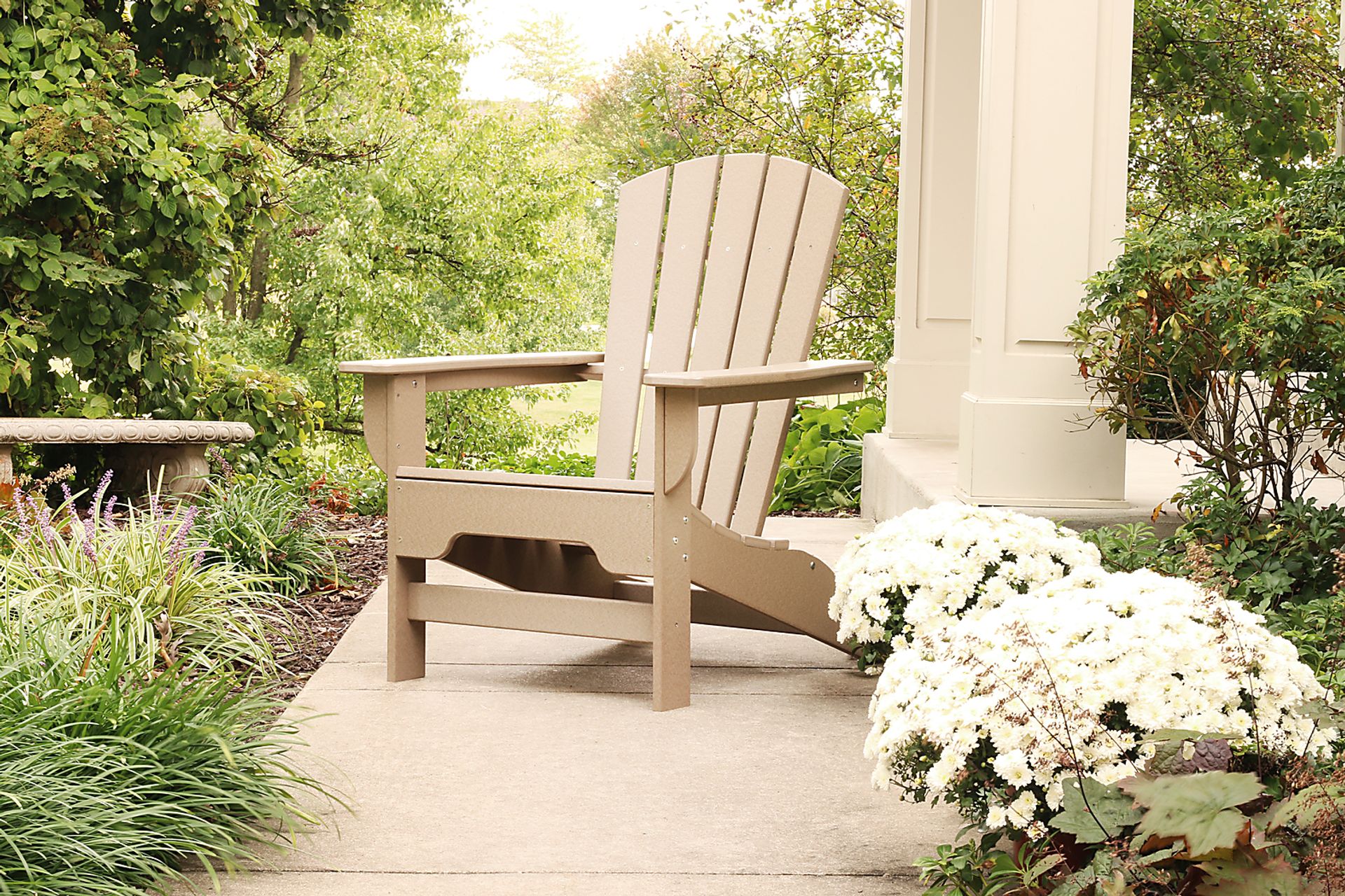Danverton Traditional Tan Outdoor Adirondack Chair - Image 2
